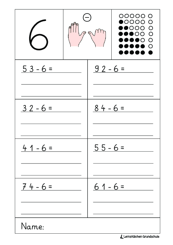 immer minus 5, 6, 7, 8 und 9 über den Zehner im ZR 100